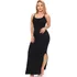 Novo Vestido Longo Alcinha Canelado Fenda Lateral Casual
