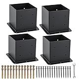 Nrspp Base De Poste De 15 X 15 Cm 4 Conjuntos De âncora Tamanho Interno 14 X 14 Cm Suporte De Base De Poste De Deck Revestido Em Pó Para Cerca Externa Caixa De Correio Suportes De Pérgula Kit De Cerca