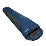 Ntk- Saco De Dormir Tipo Sarcófago Mummy- Com Faixa De Temperatura Entre -1-C à 8-C- Com Capuz Curvo E Bolsa De Compactadora- Azul Com Cinza