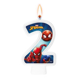 Número 2 Vela Homem Aranha Pavio Mágico Pra Bolo E Festa