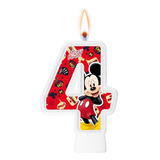 Número 4 Vela Mickey Pavio Mágico Para Bolo E Festa
