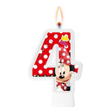 Número 4 Vela Minnie Pavio Mágico Para Bolo E Festa
