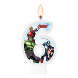 Número 6 Vela Os Vingadores Avengers Para Bolo E Festa