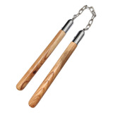 Nunchaku De Madeira Grande Rolamentado Kung Fu Karatê Treino