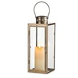 NUPTIO Lanternas Grandes Decorativas Ao Ar Livre Lanterna De Metal Rústica De 35 Cm De Altura Com Vidro Castiçal Dourado Vintage Para Casamento Natal Lareira Mesa Varanda Porta Jardim