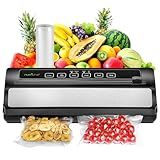 NutriChef Seladora A Vácuo Sistema Automático De Vedação De Ar A Vácuo Para Preservação De Alimentos Com Kit Iniciante Design Compacto Testado Em Laboratório Modos De Alimentos Secos E úmidos