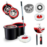 Nybc Mop Giratório Com Cesto Em Inox Cor Vermelho E Preto