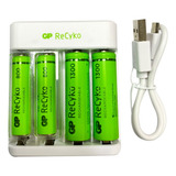 O Carregador De Bateria Gp Contém 2 Pilhas Aa 1300 Mah E 2 Pilhas Aaa