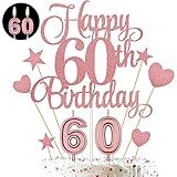 O Conjunto De Decorações De Bolo De 60 Anos Inclui Velas De 60 Anos Numerais 60 Velas De Bolo E Topos De Bolo De Feliz Aniversário De 60 Anos Com Palitos De Cupcake De Estrela De Coração Para Festa De