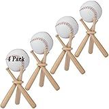 O Suporte De Softball De Beisebol De Madeira Da BaseGoal é Composto De 3 Mini Tacos De Beisebol E 1 Círculo De Madeira Amarelo