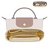 OAikor Mini Bolsa Organizadora Long Champ Bolsa Organizadora De Feltro Para Bolsa Original Verde Com Alça Mini Organizador Longchamp Para Bolsa Extrapequena Modelador Interno Mini Bege 