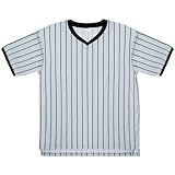 Obmwang Camisa De árbitro Masculina Listrada Preta E Branca Uniforme De árbitro Gola V Para Basquete Futebol Fantasia De Halloween Preto E Branco P
