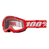 Óculos 100 Strata 2 Red Lente Transparente Motocross