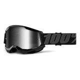 Óculos 100  Strata2 Black Off Road Motocross Trilha Enduro Cor Da Armação Preto Cor Da Lente Espelhada   Silver