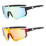 Óculos Bike Ciclismo Proteção Uv Mtb Speed Kit 2 Unidades Armação Preto E Vermelho Lente Espelhada