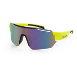 Óculos Ciclismo Proteção Uv 400 Kaus Verde Limão Alma Genius Armação Verde limão Lente Azul turquesa