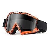 Óculos De Motocicleta ATV Dirt Bike Anti Scratch Motocross UV400 Proteção Dobrável Off Road À Prova De Poeira Anti Fog Óculos De Montar Com Alça Ajustável E Lentes Coloridas Para Adultos Juvenis -Camuflagem Preto Laranja-