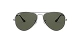 Óculos De Sol Aviador Clássico Ray Ban RB3025 Cinza Areia Transparente G 15 Verde 58 Mm
