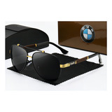Óculos De Sol Aviador Masculino Polarizado Luxuoso Bmw Cor Preto E Marrom