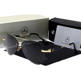 Óculos De Sol Aviador Mercedes Benz Uv400 Polarizado Dourado