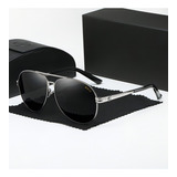 Óculos De Sol Bmw Aviador Masculino Polarizado Luxuoso Cor Prateado Cor Da Lente Preto