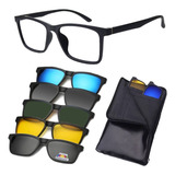 Óculos De Sol Clip On C Armação Grau 6 X 1 Polarizado Uv400 Armação Preto 9810 54 18 145 Lente Cinza escuro Desenho Mirror