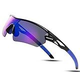 Óculos De Sol Esportivos Polarizados Da Comaxsun Com 5 Lentes Intercambiáveis Para Homens E Mulheres  Ciclismo  Corrida  Beisebol  Black Blue  Medium
