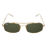 Óculos De Sol Feminino E Masculino Rb3719 Cor Polido Ouro Lente Oval Verde Ray ban
