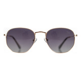 Óculos De Sol Feminino Hexagonal Grande Degradê Metal Uv400
