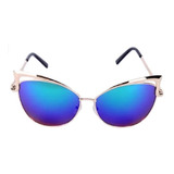 Óculos De Sol Feminino Olho De Gato Espelhado Uv400
