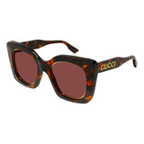 Óculos De Sol Femininos Gucci Script Havana Havana Marrom