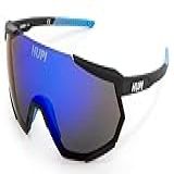 Óculos De Sol Hupi Aspen Armação Preto Azul Lente Azul Espelhado Cor Preto