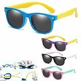 Óculos De Sol Infantil Unisex Proteção 100  UVA UVB Lentes Polarizadas  Super Resistênte E Flexível  Não Quebra   Easy Idea Network  Azul Amarelo 