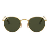 Óculos De Sol Masculino E Feminino Round Metal Dourado E Verde Ray ban