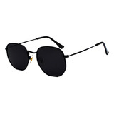 Óculos De Sol Masculino Feminino Hexagonal Lupana Vintage Cor Preto preto