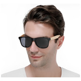Óculos De Sol Masculino Haste Madeira Bambu Impresso Uv400