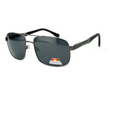 Óculos De Sol Masculino Oval Metal Preto Polarizado Uv 