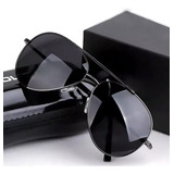 Óculos De Sol Militar Polarizado Masculino Aviador Top Gun Cor Preto Armação Preto Haste Preto Lente Preto Desenho Laser