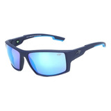 Óculos De Sol Mormaii Solar Joaca 4 Azul Fosco Com Detalhes Azuis Lente Espelhada Azul