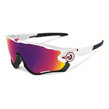 Óculos De Sol Oakley Jawbreaker Polished White Prizm Road Cor Branco Armação Branco Haste Branco Lente Vermelho Espelhado
