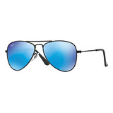 Óculos De Sol Ray ban Aviador Junior Tamanho 4 8 Anos Armação Matte Black Y Lente Blue