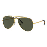 Óculos De Sol Ray ban Aviator New Aviator Large Armação De Metal Cor Polished Legend Gold Lente Green De Cristal Clássica Haste Gold De Metal Rb3625