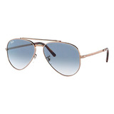 Óculos De Sol Ray ban Aviator New Aviator Large Armação De Metal Cor Polished Rose Gold Lente Blue De Cristal Degradada Haste Pink Gold De Metal Rb3625