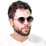 Oculos De Sol Redondo Oval Clássico Round Metal Vintage