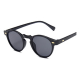 Óculos De Sol Redondo Preto Lente Escura Uv400 Miami Pieda