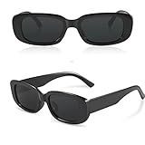 Óculos De Sol Retangular Retrô Preto Proteção UV400 Unissex Blogueira Moda Vintage Hype Solar