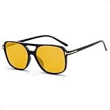 Óculos De Sol Unissex Retro Lente Amarelo Quadrado Visão Noturna Vintage