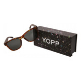 Óculos De Sol Yopp Polarizado Uv400 Grafite Pixo Armação Marrom Estilizada Lente Preta
