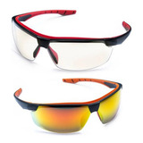 Óculos Esporte Bike Ciclismo Espelhado Neon Transparente Cor Espelhado E Transparente Cor Da Armação Preto E Vermelho Cor Da Lente Espelhada E In out Desenho N a