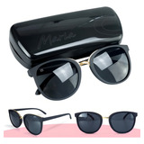 Óculos Feminino Sol Preto Vintage Premium Case Cor Da Lente Dourado